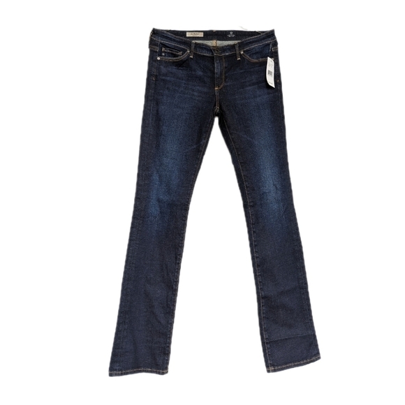 AG Ballad Dark Wash Midrise Bootcut 5Pocket Jeans Contrast Stitching Long- sz 28 - Picture 1 of 8